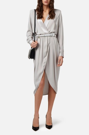 Midi haljina na preklop od žoržeta od viskoze