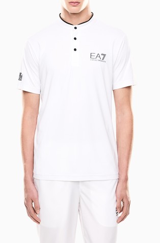 Tennis Pro Henley-collar polo shirt in technical fabric
