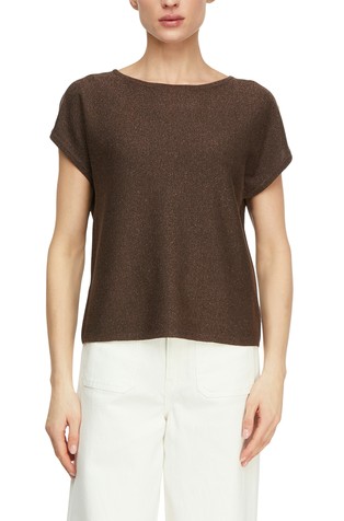 Short-sleeved knit sweater in glitter yarn