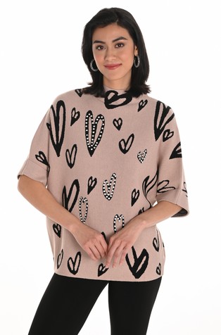 Loose fit viscose-blend knit sweater