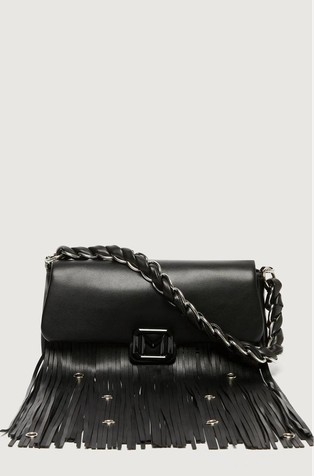 Srednje velika torbica s resicama i metalnim prstenovima