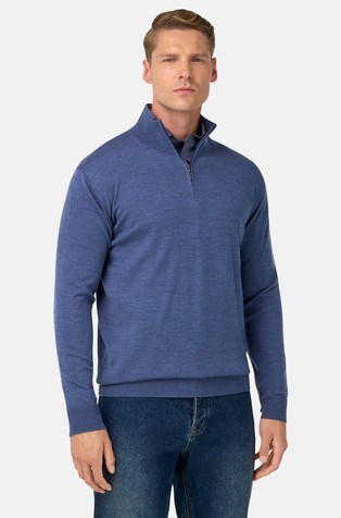 Pleten pulover od merino vune s djelomičnim patentnim zatvaračem