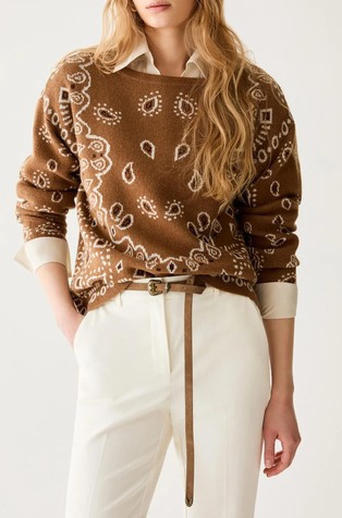 Paisley-jacquard jumper