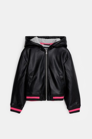 Jakna od umjetne kože s kapuljačom