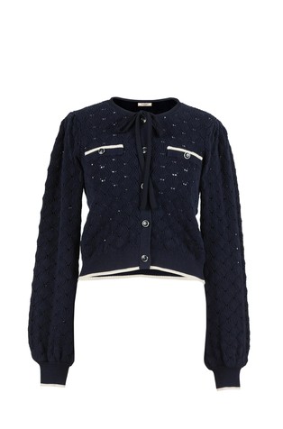 Textured cardigan with contrast details