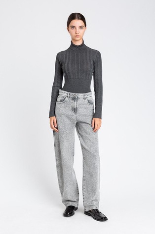 Slim fit pleten pulover s polo ovratnikom