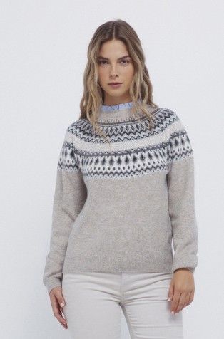 Soft jumper with contrast mandarin collar