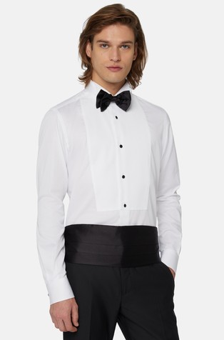 Slim fit pamučna smoking košulja za leptir mašnu