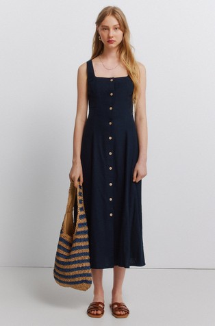 Square neck midi dress
