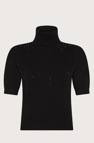 Pletena dolčevita kratkih rukava s ukrasnim kamenčićima