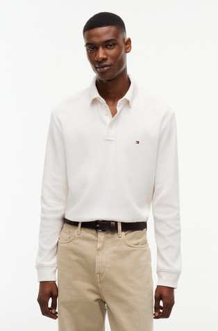 Waffle Long Sleeve Polo Shirt