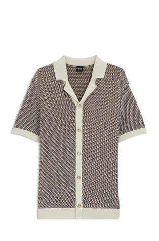 Pamučni kardigan kratkih rukava s polo ovratnikom