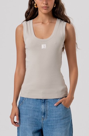 Slim fit rebrasta majica bez rukava