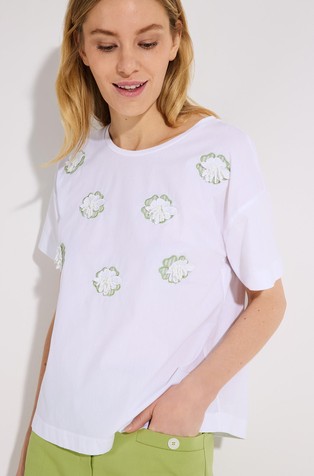 T-shirt in mix material with flower appliqué