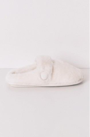 Faux fur Mary-Jane slippers