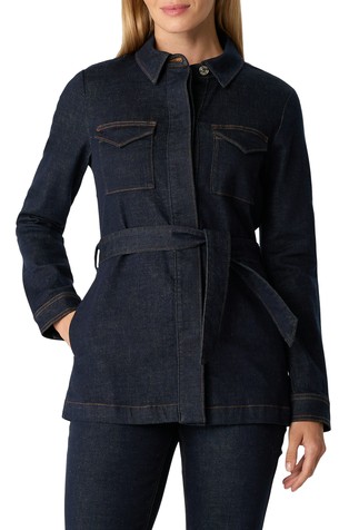 Denim košulja-jakna s trakom za vezanje