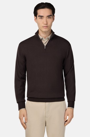 Pleten pulover od merino vune s djelomičnim patentnim zatvaračem