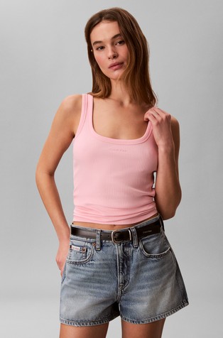 Slim fit rebrasta majica bez rukava