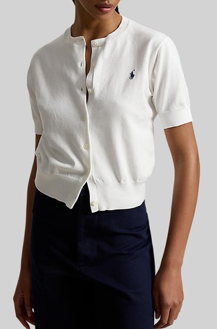 Cotton-blend Short-sleeve Cardigan