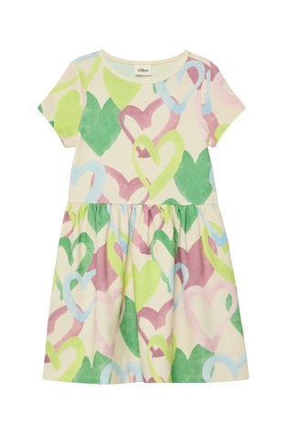 Lightweight sweat dress with all-over heart print