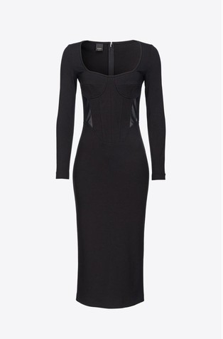 Midi haljina s mrežastim umetcima