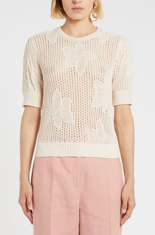 Mrežasto pletena majica s cvjetnim motivima