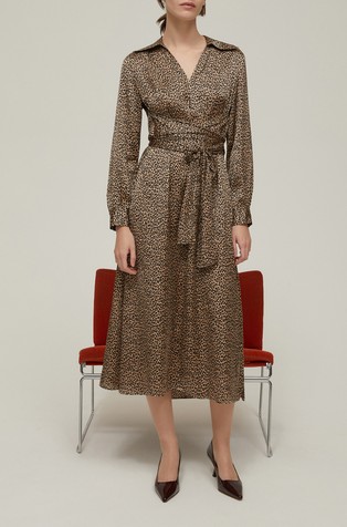 Satenska midi haljina s uzorkom