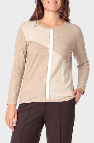 Pleten pulover s intarzijskim uzorkom i ukrasnim kamenčićima