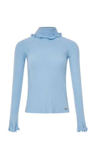 Slim fit pletena majica s volančićima