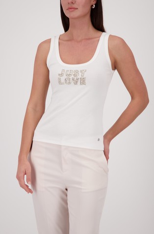 Tank top with decorative lettering