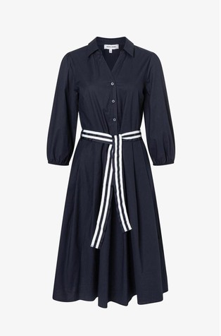 Shirt dress with striped belt