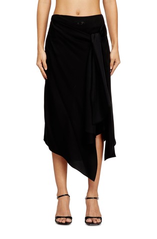 Skirt in fluid satin with front knot