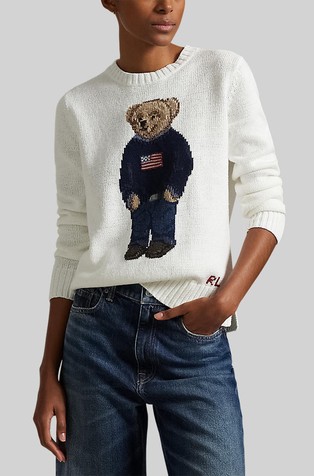 Polo Bear pleten pulover od lana i pamuka