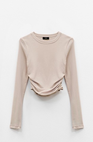 Majica dugih rukava s bočnom draperijom