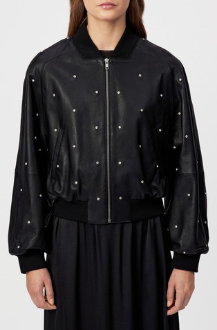 Blouson jacket with Swarovski® crystals in leather