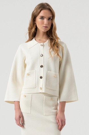 Viscose-blend polo cardigan