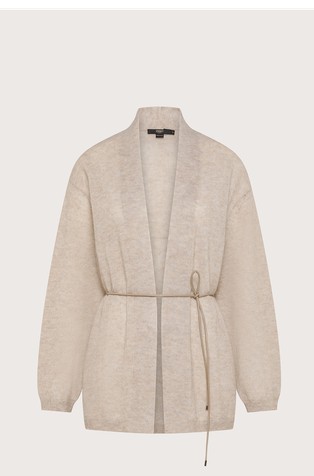 Wool blend cardigan with tie belt