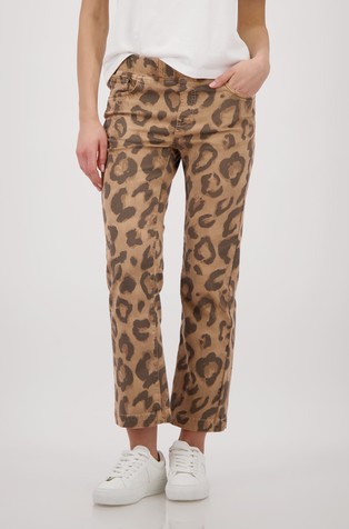 Cotton-blend trousers with leopard pattern