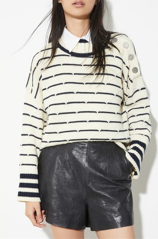 Diamond-knit striped jumper