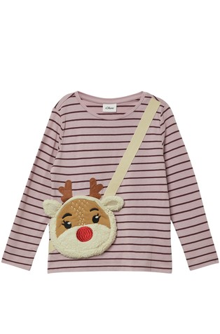 Prugasta majica s božićnom aplikacijom i džepom s patentnim zatvaračem