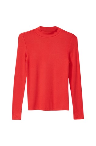 Rebrasta majica s povišenim ovratnikom