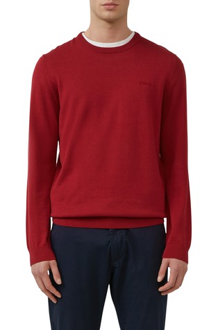 Knitted jumper with logo embroidery