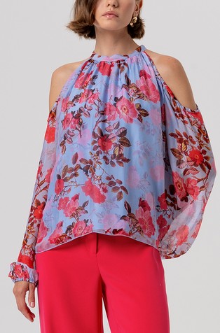 Bluza od mješavine viskoze s cvjetnim uzorkom