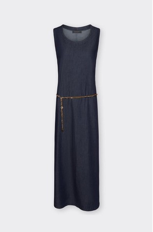 Duga haljina bez rukava u izgledu denima