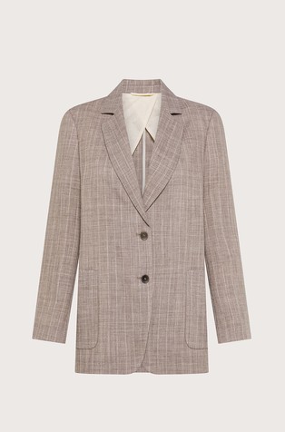 Straight fit striped blazer in blend with linen