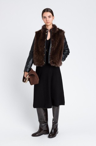 Jakna od umjetne kože s umjetnim krznom