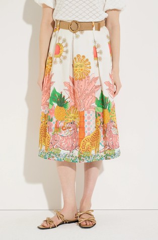 Belted flared skirt