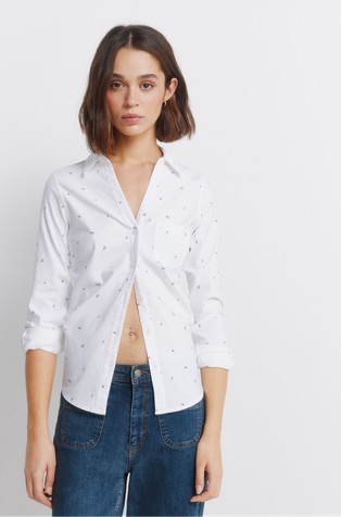 Oxford cotton V-neckline shirt