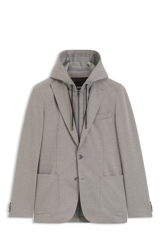 Slim-fit jacket with removable hooded insert