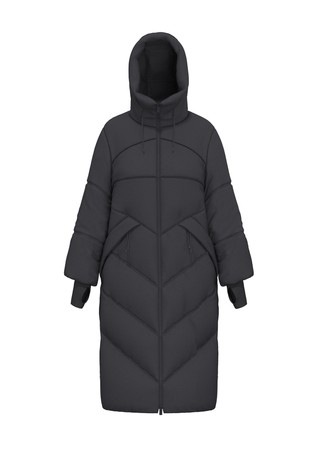 Monochrome long down jacket with hood
